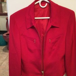 Red skirt and blazer like top